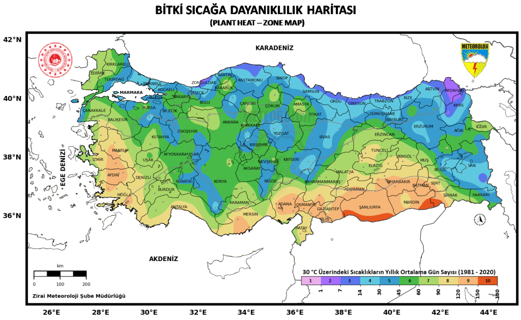 Bitki sıcağa dayanıklılık haritası