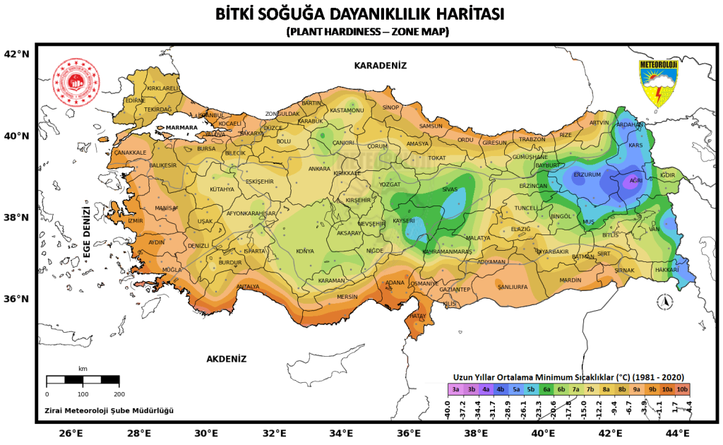 Bitki soğuğa dayanıklılık haritası